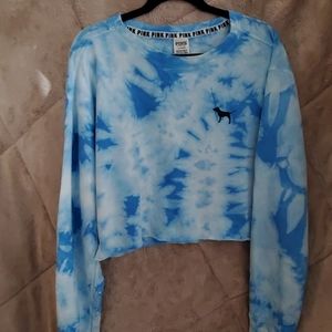 Pink Tie Dyed Cropped Sweatshirt